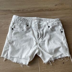 Cut off white denim short